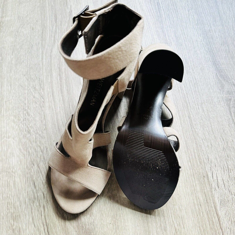 Stuart Weitzman Tan Suede Open Toe Block Heel - image 4
